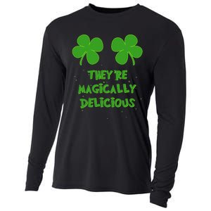 Funny Shamrock Boobs Saint St. Patrick's Paddys Day Irish Cooling Performance Long Sleeve Crew