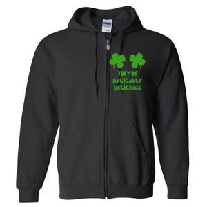 Funny Shamrock Boobs Saint St. Patrick's Paddys Day Irish Full Zip Hoodie