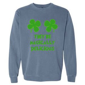 Funny Shamrock Boobs Saint St. Patrick's Paddys Day Irish Garment-Dyed Sweatshirt