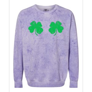 Funny Shamrock Boobs Irish St Patricks Day Colorblast Crewneck Sweatshirt