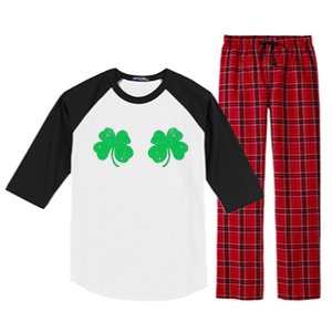 Funny Shamrock Boobs Irish St Patricks Day Raglan Sleeve Pajama Set