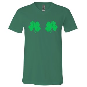 Funny Shamrock Boobs Irish St Patricks Day V-Neck T-Shirt