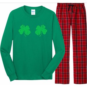 Funny Shamrock Boobs Irish St Patricks Day Long Sleeve Pajama Set