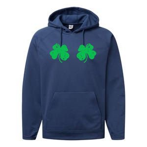 Funny Shamrock Boobs Irish St Patricks Day Performance Fleece Hoodie