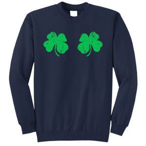 Funny Shamrock Boobs Irish St Patricks Day Tall Sweatshirt