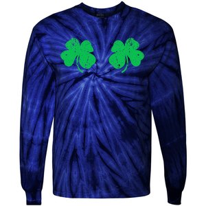 Funny Shamrock Boobs Irish St Patricks Day Tie-Dye Long Sleeve Shirt