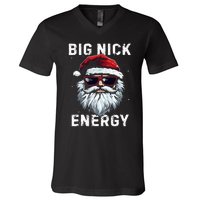 Funny Santa Big Nick Energy Santa Face Merry Christmas V-Neck T-Shirt