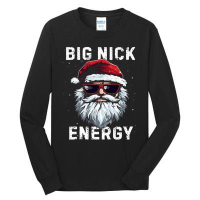 Funny Santa Big Nick Energy Santa Face Merry Christmas Tall Long Sleeve T-Shirt