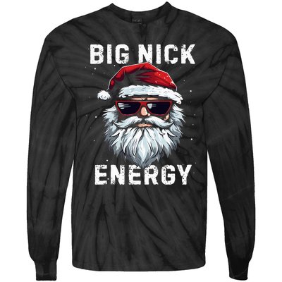 Funny Santa Big Nick Energy Santa Face Merry Christmas Tie-Dye Long Sleeve Shirt