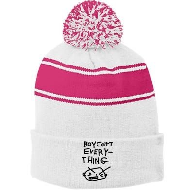 Funny Saying Boycott Everything Stripe Pom Pom Beanie