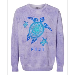 Fiji Sea Blue Tribal Turtle Colorblast Crewneck Sweatshirt