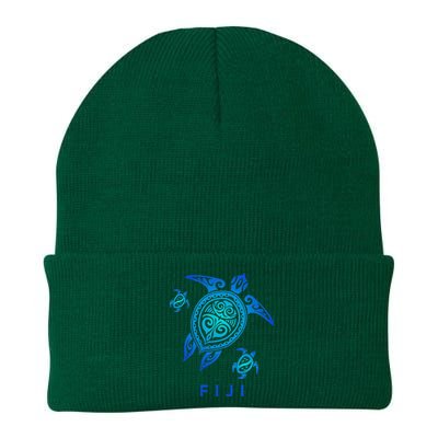 Fiji Sea Blue Tribal Turtle Knit Cap Winter Beanie