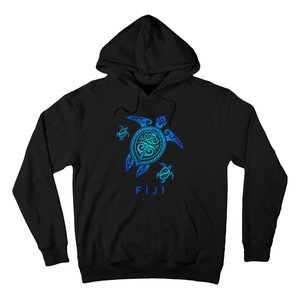 Fiji Sea Blue Tribal Turtle Hoodie