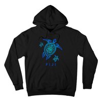 Fiji Sea Blue Tribal Turtle Hoodie