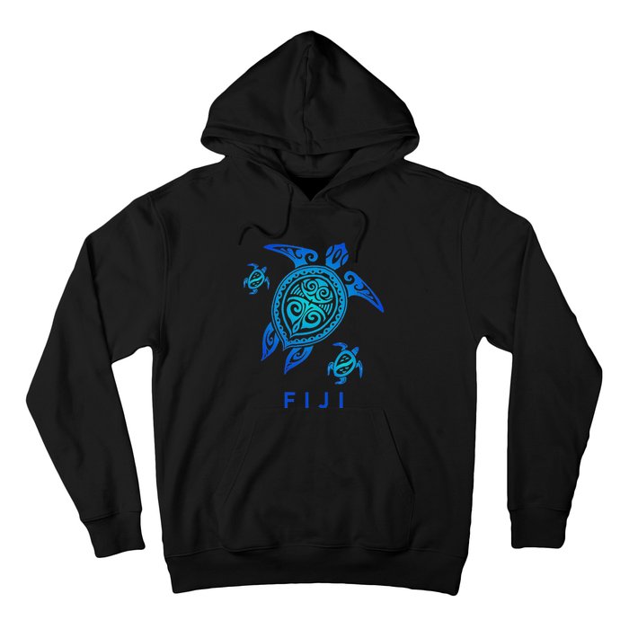 Fiji Sea Blue Tribal Turtle Hoodie