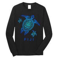 Fiji Sea Blue Tribal Turtle Long Sleeve Shirt