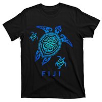 Fiji Sea Blue Tribal Turtle T-Shirt