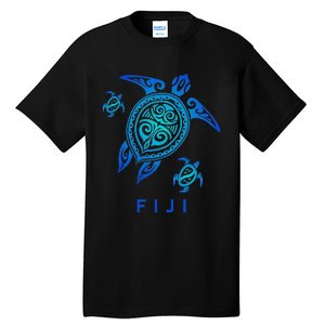 Fiji Sea Blue Tribal Turtle Tall T-Shirt