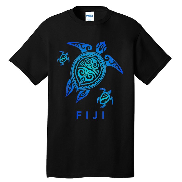 Fiji Sea Blue Tribal Turtle Tall T-Shirt