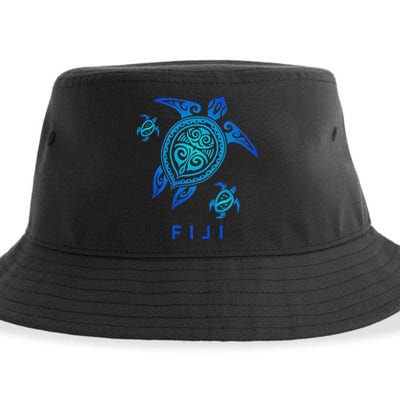 Fiji Sea Blue Tribal Turtle Sustainable Bucket Hat