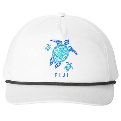 Fiji Sea Blue Tribal Turtle Snapback Five-Panel Rope Hat