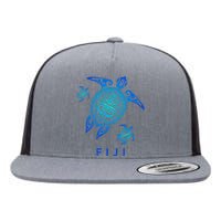 Fiji Sea Blue Tribal Turtle Flat Bill Trucker Hat