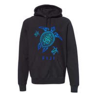 Fiji Sea Blue Tribal Turtle Premium Hoodie