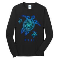 Fiji Sea Blue Tribal Turtle Tall Long Sleeve T-Shirt