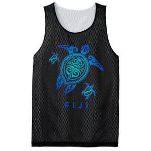 Fiji Sea Blue Tribal Turtle Mesh Reversible Basketball Jersey Tank