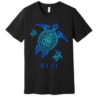 Fiji Sea Blue Tribal Turtle Premium T-Shirt