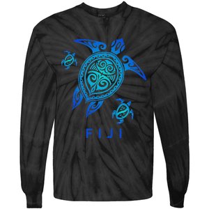 Fiji Sea Blue Tribal Turtle Tie-Dye Long Sleeve Shirt