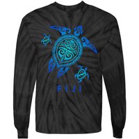 Fiji Sea Blue Tribal Turtle Tie-Dye Long Sleeve Shirt