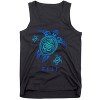 Fiji Sea Blue Tribal Turtle Tank Top