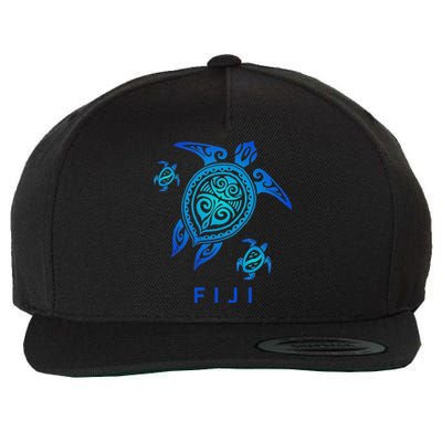 Fiji Sea Blue Tribal Turtle Wool Snapback Cap