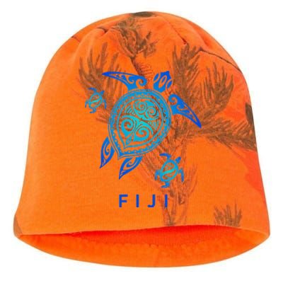 Fiji Sea Blue Tribal Turtle Kati - Camo Knit Beanie