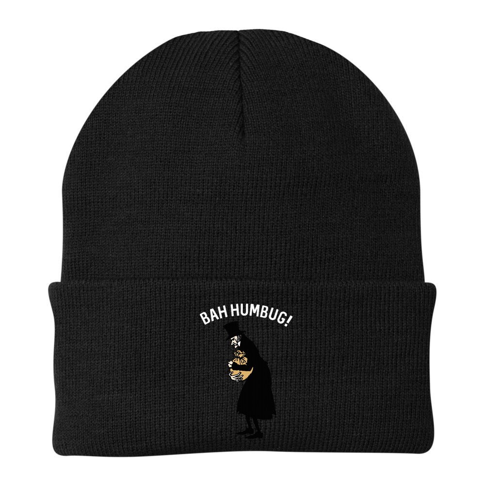 Fun Scrooge Bah Humbug Art Vintage Christmas Carol Beanie