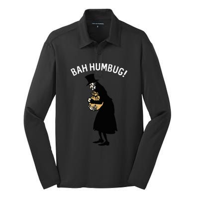 Fun Scrooge Bah Humbug Art Vintage Christmas Carol Silk Touch Performance Long Sleeve Polo