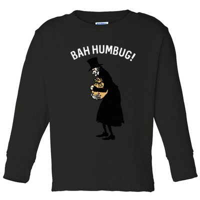 Fun Scrooge Bah Humbug Art Vintage Christmas Carol Toddler Long Sleeve Shirt