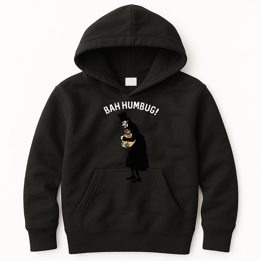 Fun Scrooge Bah Humbug Art Vintage Christmas Carol Kids Hoodie