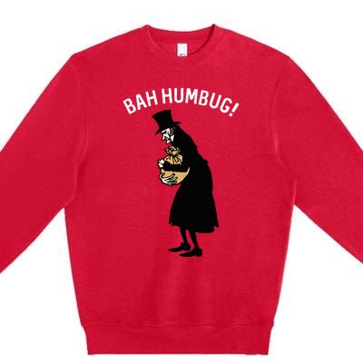 Fun Scrooge Bah Humbug Art Vintage Christmas Carol Premium Crewneck Sweatshirt