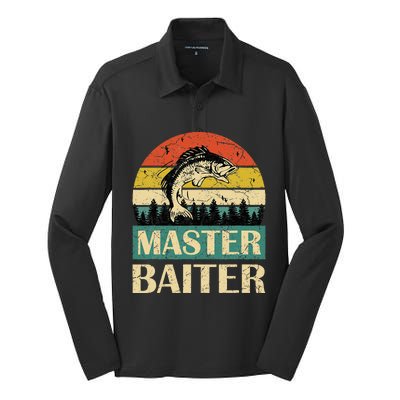 Funny Sayingmaster Baiter Fishing Fishermen Silk Touch Performance Long Sleeve Polo