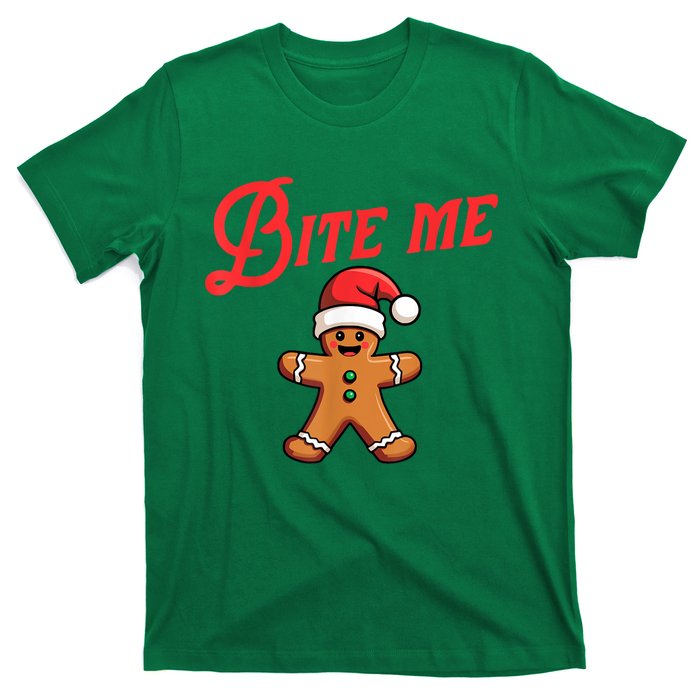 Funny Sarcastic Bite Me Gingerbread Cookie Christmas Holiday Gift T-Shirt