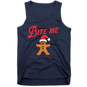 Funny Sarcastic Bite Me Gingerbread Cookie Christmas Holiday Gift Tank Top