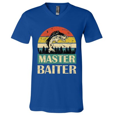 Funny Sayingmaster Baiter Fishing Fishermen V-Neck T-Shirt