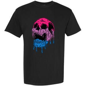 funny Subtle Bisexual Skull Bi Pride Flag Bisexuality Garment-Dyed Heavyweight T-Shirt