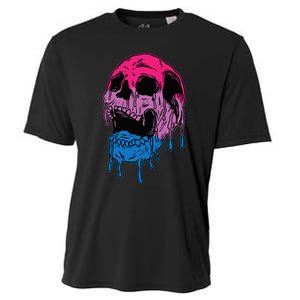 funny Subtle Bisexual Skull Bi Pride Flag Bisexuality Cooling Performance Crew T-Shirt