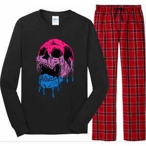 funny Subtle Bisexual Skull Bi Pride Flag Bisexuality Long Sleeve Pajama Set