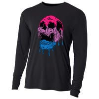 funny Subtle Bisexual Skull Bi Pride Flag Bisexuality Cooling Performance Long Sleeve Crew