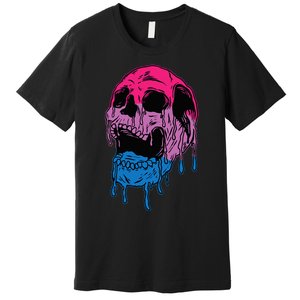 funny Subtle Bisexual Skull Bi Pride Flag Bisexuality Premium T-Shirt