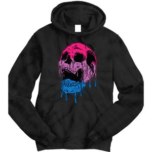 funny Subtle Bisexual Skull Bi Pride Flag Bisexuality Tie Dye Hoodie